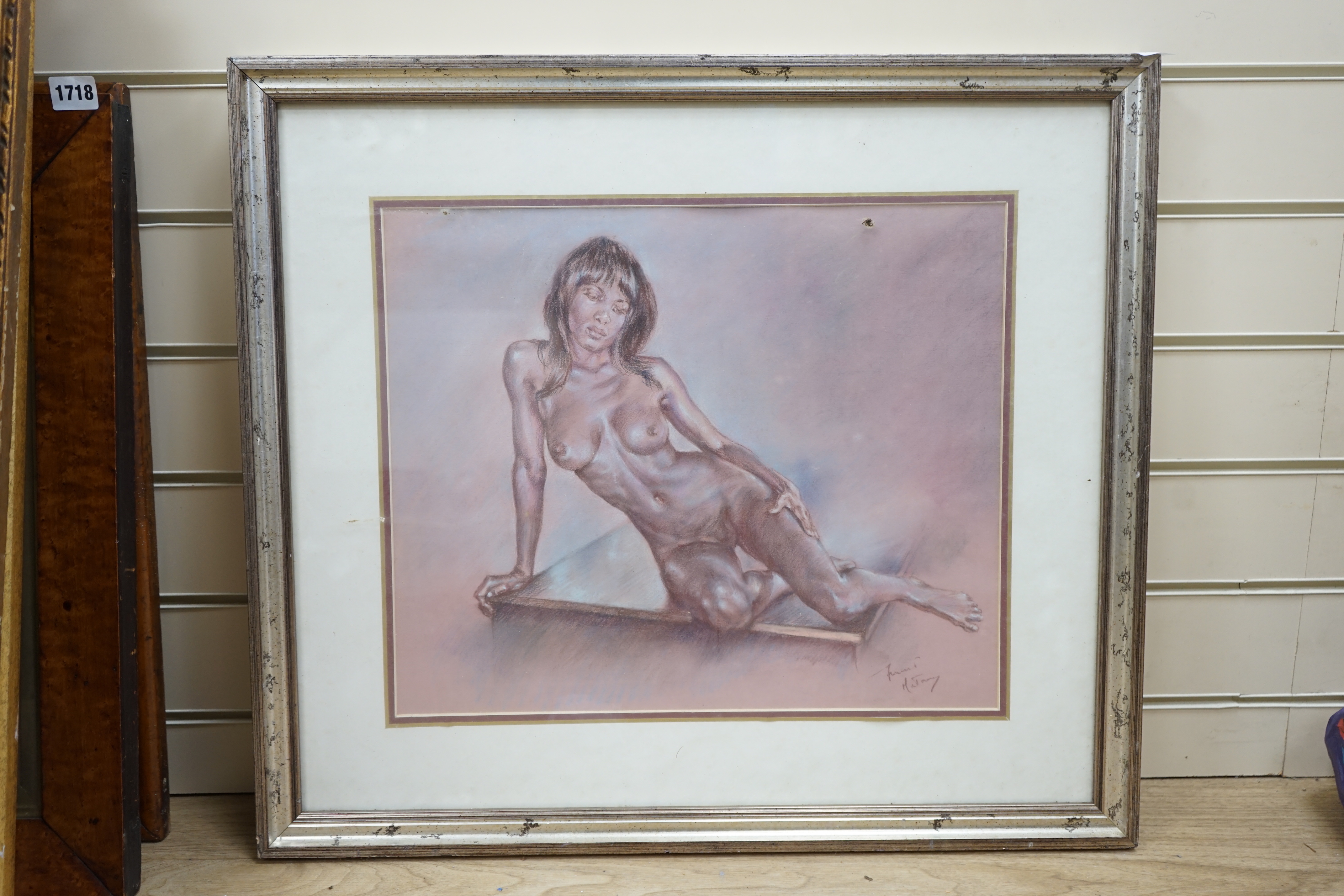 Franco Matania (1922-2006), heightened chalk, Study of a nude woman, signed, 37 x 45cm